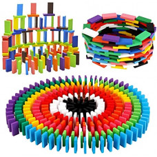 Deals, Discounts & Offers on Toys & Games - VGRASSP 120 PCS Super Domino Blocks, 12 Colors Bulk Wooden Dominoes - Building Block Tile Game Racing Educational Toy