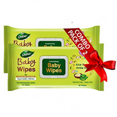 Deals, Discounts & Offers on Baby Care - Dabur Baby Wipes: pH 5.5 balanced with Moisture Lock Cap| Contains Aloe Vera & Amba Haldi |with No Parabens & Phthalates - 80 Wipes X Pack of 2