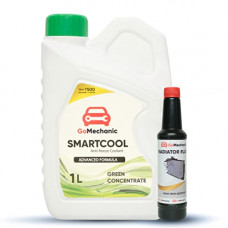 Deals, Discounts & Offers on Lubricants & Oils - GoMechanic Smartcool Green Coolant & Antifreeze (1L) 1:3 With Radiator Flush (250mL) Combo For Passenger & Commercial Cars