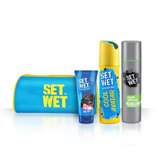 Deals, Discounts & Offers on Beauty Care - Set Wet Styling Kit- Cool Hold Gel For Men 100ml, Extreme Hold Hair Spray For Men 200ml & Cool Avatar Deodorant Perfume For Men 150ml