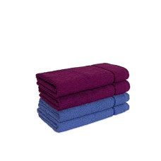 Deals, Discounts & Offers on  - SPACES 100% Cotton Hand Towel Quick to Dry Attractive Border HIGH Absorbency (Solid 40CMX60CM)-Magenta/Navy Blue