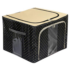 Deals, Discounts & Offers on  - Amazon Brand - Solimo Foldable Printed Underbed Storage Box with Metal Frame Support, 66L, Black, Set of 1
