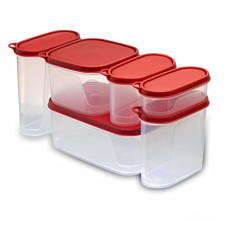Deals, Discounts & Offers on  - Pigeon - StakBox Plastic Storage Container For Kitchen With Airtight Lids 6 Pieces - Ruby Red