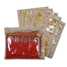 Deals, Discounts & Offers on  - Kuber Industries Non Woven 6 Pieces Single Packing Saree Cover (Ivory & Red) -CTKTC5924