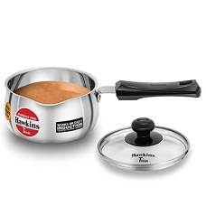 Deals, Discounts & Offers on Cookware - Hawkins 1 Litre Tpan, Stainless Steel Tea Pan with Glass Lid, Induction Sauce Pan, Chai Pan, Small Pan, Silver (SST10G)