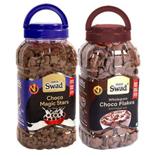 Deals, Discounts & Offers on  - Swad Choco Magic Stars & Choco Flakes (Multigrain Choco Moon Stars Breakfast Cereal) 2 Jars, 675 g