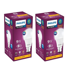 Deals, Discounts & Offers on  - Philips 9-Watts B22 LED Warm White(Golden Yellow) LED Bulb, Pack of 2, (Ace Saver)