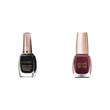 Deals, Discounts & Offers on Beauty Care - Lakme Insta Eye Liner, Black, Water Resistant, Long-Lasting, 9 ml & Lakme True Wear Nail Color, Reds and Maroons 401, 9 ml