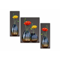 Deals, Discounts & Offers on  - SAF 6 mm MDF UV Textured Multi Effect Floral Paintings Frame - SANFJM32427 (Multicolour, 12 Inch x 18 Inch) - Set of 3