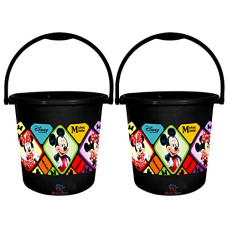 Deals, Discounts & Offers on Home Improvement - Heart Home Disney Minnie Mickey Print Unbreakable Virgin Plastic Strong Bathroom Bucket ,18 LTR-Pack of 2 (Black)