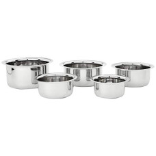 Deals, Discounts & Offers on Cookware - Amazon Brand - Solimo Stainless Steel Tope Set (5 pieces, 420 ml , 550 ml, 840 ml, 1150 ml and 1550 ml, Induction and Gas compatible)