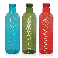 Deals, Discounts & Offers on  - Wonder Plastic Hammer Fridge Bottle Set, 3 Pcs Bottle 1000 ml, Blue Green Red Color, Made in india