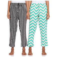 Deals, Discounts & Offers on Women - Indigo Women's Pack of 2 Pajamas(AW21/BLC-196_Black+ Green_M)