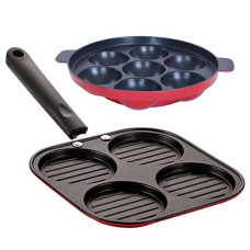 Deals, Discounts & Offers on Cookware - Nirlon Non-Stick Kitchen Cooking Utensil Item Set of 2 Pieces Including Casting Uttapam-4 Cavity & Appam-7 Cavity (Color-Red)