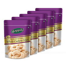 Deals, Discounts & Offers on  - Happilo 100% Natural Premium Whole Cashews 200 g (Pack of 5) | Whole Crunchy Cashew | Premium Kaju nuts | Nutritious & Delicious | Gluten Free & Plant based Protein