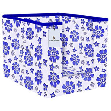 Deals, Discounts & Offers on  - Kuber Industries Exclusive Flower Printed Non Woven Shirt Stacker Wardrobe Organizer Set, (Royal Blue) - (CTGTC035009)