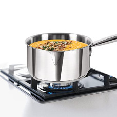 Deals, Discounts & Offers on Cookware - Milton Pro Cook Stainless Steel Sandwich Bottom Induction Sauce/Tea Pan, 14 cm / 1.2 Litres, Steel Plain | Dishwasher Safe | Flame Safe | Gas Stove Safe | Hot Plate Safe | Stainless Steel Handle