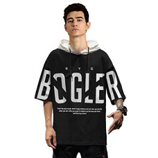Deals, Discounts & Offers on Men - [Size S] EYEBOGLER Mens Hooded Printed Cotton T-Shirt