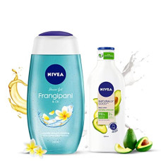 Deals, Discounts & Offers on Beauty Care - NIVEA Frangipani and Oil Shower Gel, 250ml and NIVEA Naturally Good, Natural Avocado Body Lotion, 200 ml