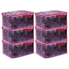 Deals, Discounts & Offers on  - Kuber Industries Transparent Net Storage Organizer Wardrobe Organiser Regular Clothes Bag-Pack of 6 (Pink)