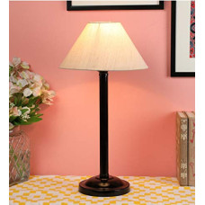 Deals, Discounts & Offers on  - Ntu-126 Off White Cotton Shade Table lamp with Metal Base by tu casa Holder Type e-27 (Bulb not Included)