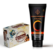 Deals, Discounts & Offers on Beauty Care - Luxurious Ayurvedic Gold Activated Charcoal Skin Care Deep Cleanse Combo ( Vitamin C Cleanser 75ml + Karishma Soap 100gm) , 75 ml and 100 gm