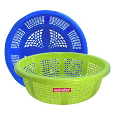 Deals, Discounts & Offers on  - Wonder Kusum Plastic Fruit Basket Set, 2 Pcs Basket, Blue Green Color