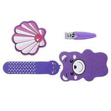 Deals, Discounts & Offers on Beauty Care - Amazon Brand - Solimo Manicure and Pedicure Kit with Nail Clipper and Three Nail Files, Purple, Pack of 4