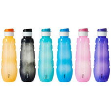 Deals, Discounts & Offers on  - Amazon Brand - Solimo Plastic Water Bottle Set with Flip Cap (Set of 6, 1L, Circular Pattern)