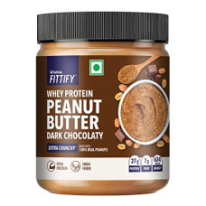 Deals, Discounts & Offers on  - Saffola FITTIFY Whey Protein Peanut Butter | Dark Chocolaty | Extra Crunchy | High Protein | High Fiber | Vegan| No Trans Fat | 200g