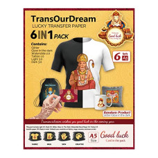 Deals, Discounts & Offers on  -  TransOurDream Mix Pack - Dark & Light Heat Transfer Paper, Glitter & Glow-in-The-Dark Printable Heat Transfer Vinyl Paper, Clear Waterslide Decal Paper, Printable Temporary Tattoo Paper (6 Sheets, A5)