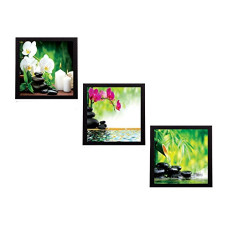 Deals, Discounts & Offers on  - eCraftIndia 'Flora and Stones' UV Art Painting (Synthetic Wood, 76 cm x 25 cm, Set of 3, Satin Matt Texture, C3FPB1145)