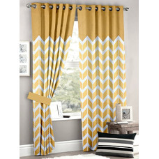 Deals, Discounts & Offers on  - HOMEC Elegant Satin Digitally Printed Single Long Door Curtain (Size - Long Door 46 X 108 inch/Color -Gold)