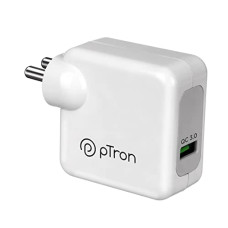 Deals, Discounts & Offers on Mobile Accessories - pTron Volta FC16 30W QC3.0 Smart USB Charger Compatible with VOOC/SuperVOOC/WRAP/Dart/Super-Dart/Flash Charge, Made in India Fast Charging Adapter