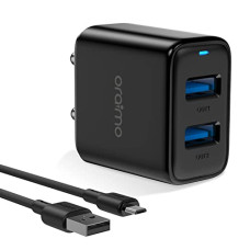Deals, Discounts & Offers on Mobile Accessories -  Oraimo 12W USB Charger, Elite Dual Port 5V/2.4A Wall Charger, USB Wall Charger Adapter For iPhone 11/Xs/XS Max/XR/X/8/7/6/Plus, iPad Pro/Air 2/Mini 3/Mini 4, Samsung S4/S5, and More (Black)
