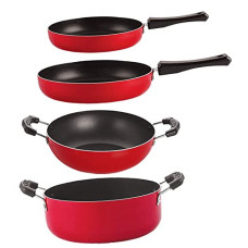 Deals, Discounts & Offers on Cookware - Nirlon Non-Stick Cookware Kitchen Cooking Essential Combo Set of 4 Pieces (FP10_FP12_KD12_CS24)