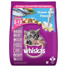 Deals, Discounts & Offers on Food and Health - Whiskas Kitten (2-12 months) Dry Cat Food, Ocean Fish Flavour with Milk, 3kg Pack