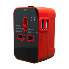 Deals, Discounts & Offers on Home Improvement - rts 25W USB Universal Travel International All in One Worldwide Travel Multi Plug Adapter cable,Wall Charger with Build in Dual USB Charger with Multi Type Power Outlet For USA EU smartphone Black,Red