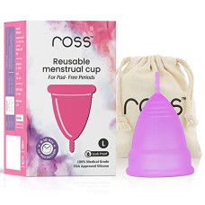 Deals, Discounts & Offers on Health & Personal Care - Ross Reusable Menstrual Cup For Women- Large, Odour free and Rash Free, No Leakage, Protection For Up to 8-10 Hours, FDA Approved with Pouch
