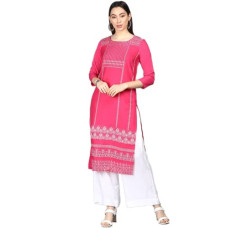 Deals, Discounts & Offers on Women - [Size XXL] Vaamsi Crepe Digital Printed Kurti(VPK1609_Pink_Free Size)