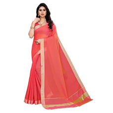 Deals, Discounts & Offers on Women - Satrani Women's Poly Cotton Dyed Jari Stripe Saree with Blouse Piece