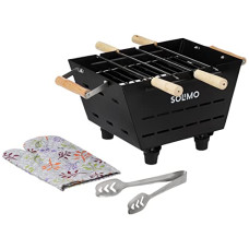 Deals, Discounts & Offers on Outdoor Living  - Amazon Brand - Solimo Mini Portable Fuel Powered Tabletop Barbeque Grill With 4 Skewers (Black)