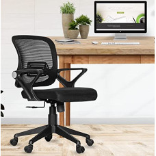Deals, Discounts & Offers on Furniture - Da URBAN Breva Mid-Back Revolving Mesh Ergonomic Chair For Home & Office with Tilt Lock Mechanism, Armrest & High Comfort Seating (Black)