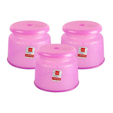 Deals, Discounts & Offers on Furniture - Cello Plastic Designer Stool, Standard, Pink, Set of 3