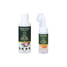 Deals, Discounts & Offers on Beauty Care - Wow fine Unisex, Set of Vitamin C Foaming Face Wash 150 ML & Sustainable Onion Hair Oil