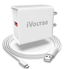 Deals, Discounts & Offers on Mobile Accessories - iVoltaa FuelPort Quick Charge 3.0 Single Port Fast Wall Charger Adapter with Micro USB Charging Cable - White