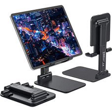 Deals, Discounts & Offers on Mobile Accessories - Sounce Tablet Stand Phone Holder Foldable & Adjustable, [2021 Updated] Compact Desktop iPad Tablet Stands Holder Cradle Dock Fits For iPad Pro 11, 12.9, 10.2, Mini Air 2 3 4 Samsung Tab, Kindle, Monitor, Phone