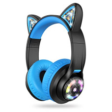Deals, Discounts & Offers on Headphones - iClever BTH13 Bluetooth Headphones with Mic, Over the Ear Headphone wireless Cat Ear LED Light Up Unicorn Headphones for Girls Birthday Gift Safe Volume Limited, 45H Playtime,Hands-Free Calls, Portable Headset