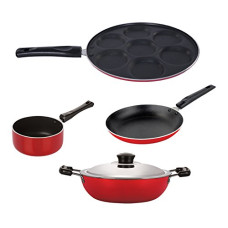 Deals, Discounts & Offers on Cookware - Nirlon Bpa Free Non-Stick Aluminium 4 Piece Cookware Essential Combo Set with Steel Lid, DKDB_SPB_UP7_TP