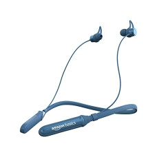 Deals, Discounts & Offers on Headphones - AmazonBasics in-Ear Bluetooth 5.0 Neckband with Up to 30 Hours Playtime, with Mic, Magnetic Earbuds, Voice Assistant, Dual Pairing and IPX6 Rated, Blue
